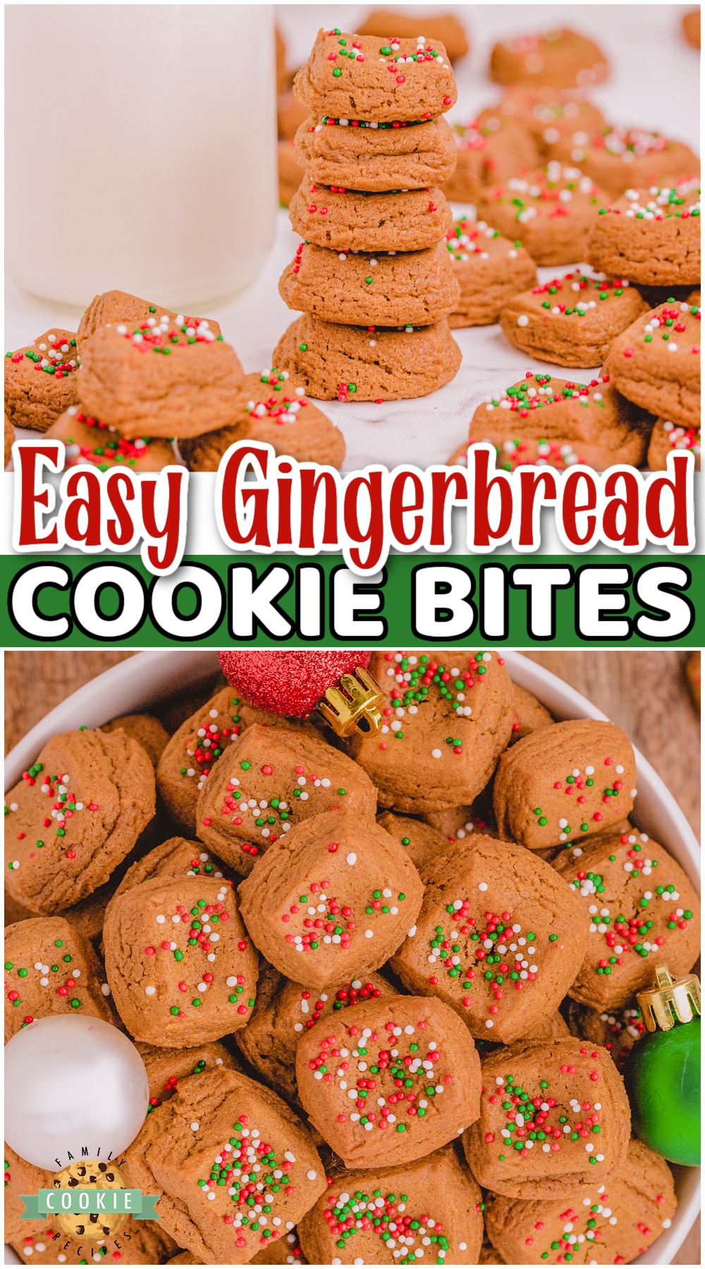 Christmas gingerbread cookie bites are a fun twist on a classic! Simple one-bite cookies are everything you love about gingerbread, only EASY. Perfect holiday cookies for your next Christmas party! via @buttergirls