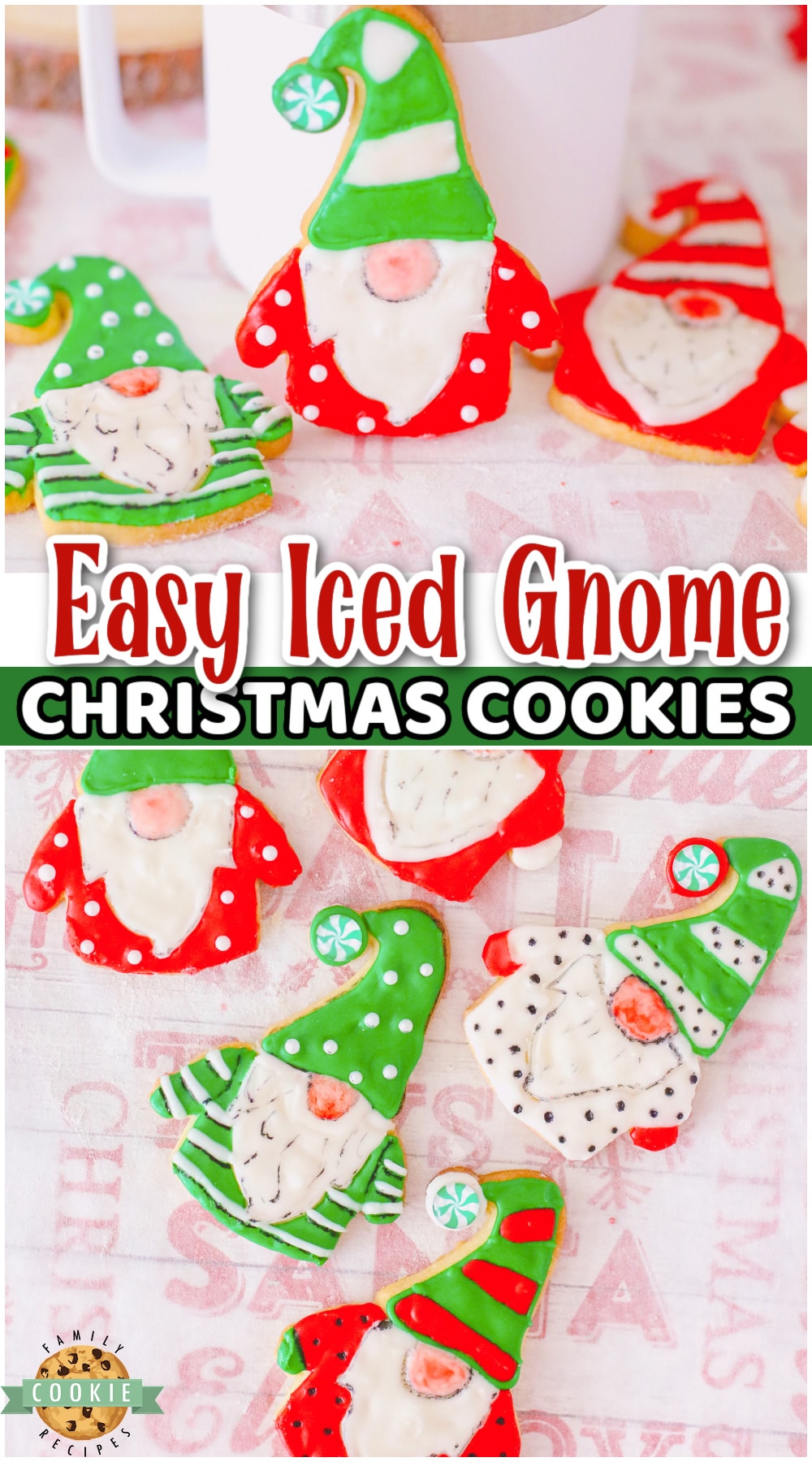 Iced Gnome Cookies made EASY and are ADORABLE! Made with a buttery shortbread & iced to perfection, these magical little gnomes almost come to life!