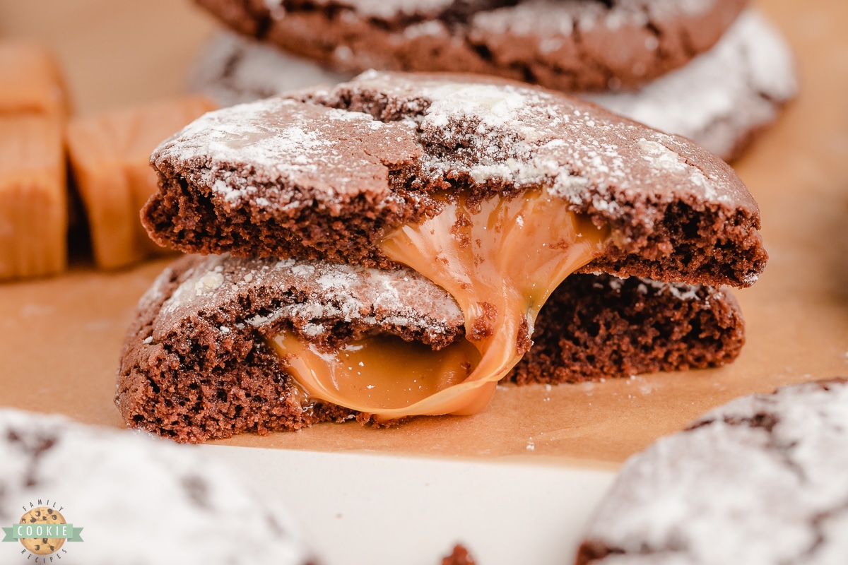 Caramel Chocolate Crinkle Cookies