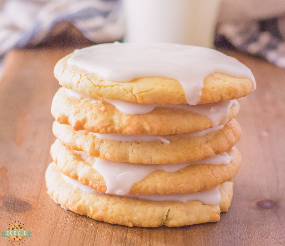 crispy sugar cookies with a white glaze