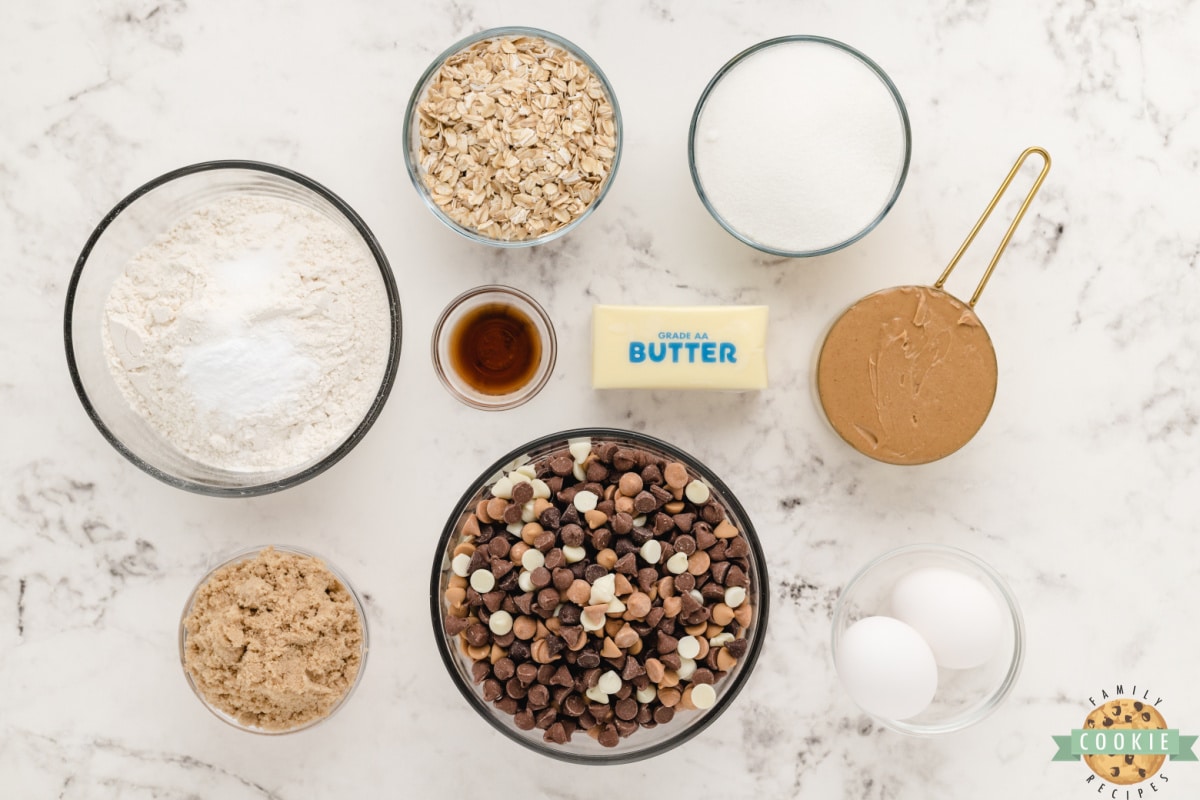 Ingredients in Five Chip Peanut Butter Oatmeal Cookies