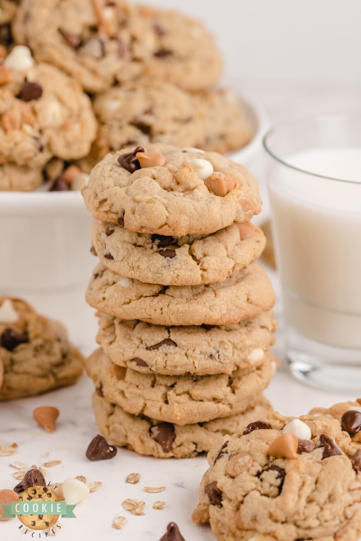 Peanut Butter Oatmeal Cookies with 5 types of baking chips