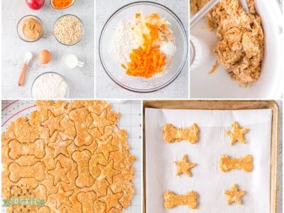 how to make healthy homemade dog cookies with carrots, apple, oats and peanut butter