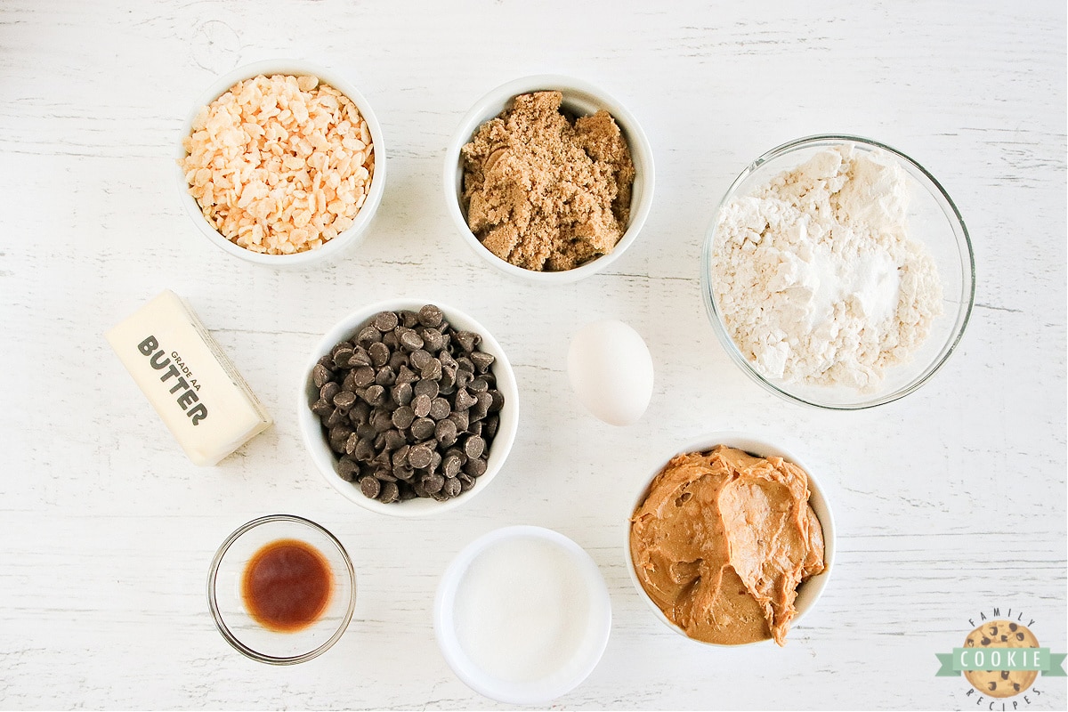 Ingredients in Rice Krispie Chocolate Chip Peanut Butter Cookies