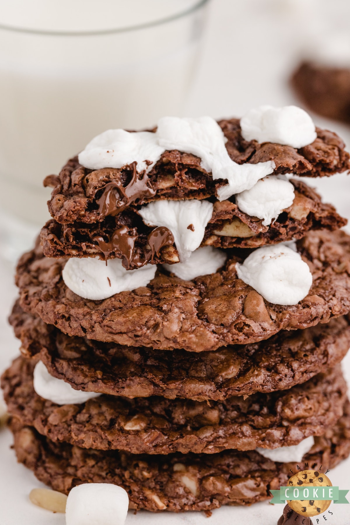 Chocolate cookies with almonds and marshmallows
