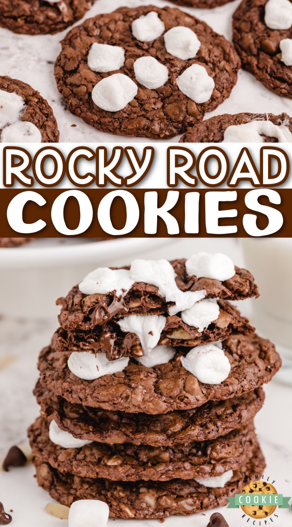 Rocky Road Cookies are rich, fudgy chocolate cookies made with chocolate chips, almonds and marshmallows. These easy Rocky Road cookies are absolutely amazing! 