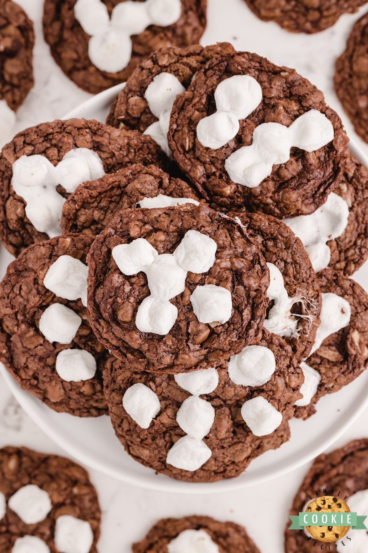 Rocky Road Cookies with chocolate, marshmallows and almonds