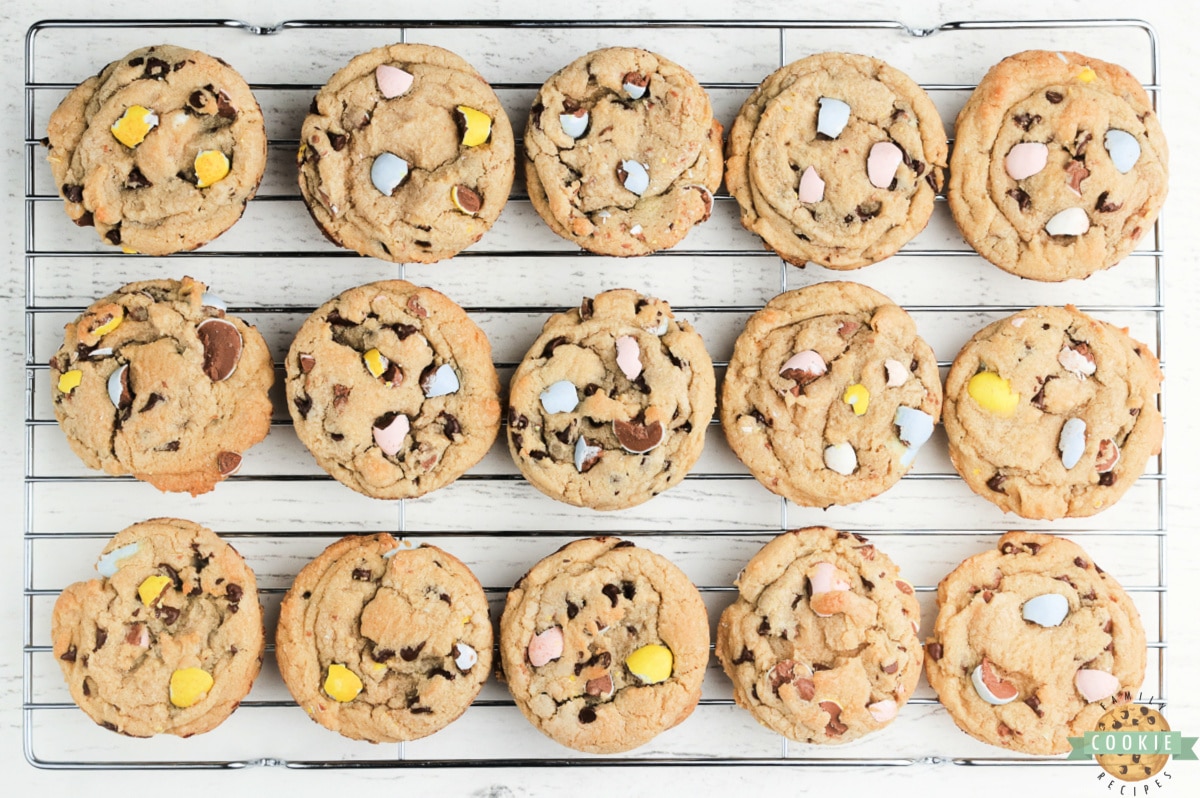 Chocolate chip cookies with Cadbury Mini Eggs