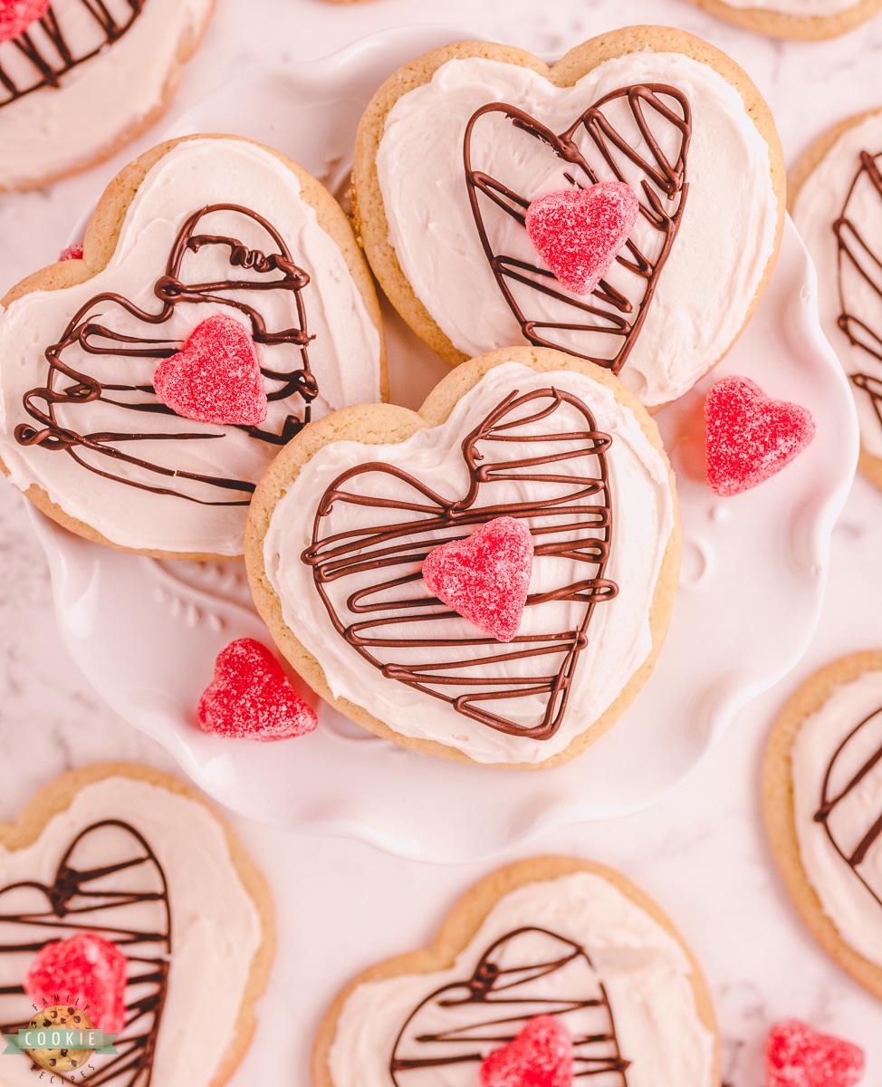 Chocolate Heart Valentine's Sugar Cookies.