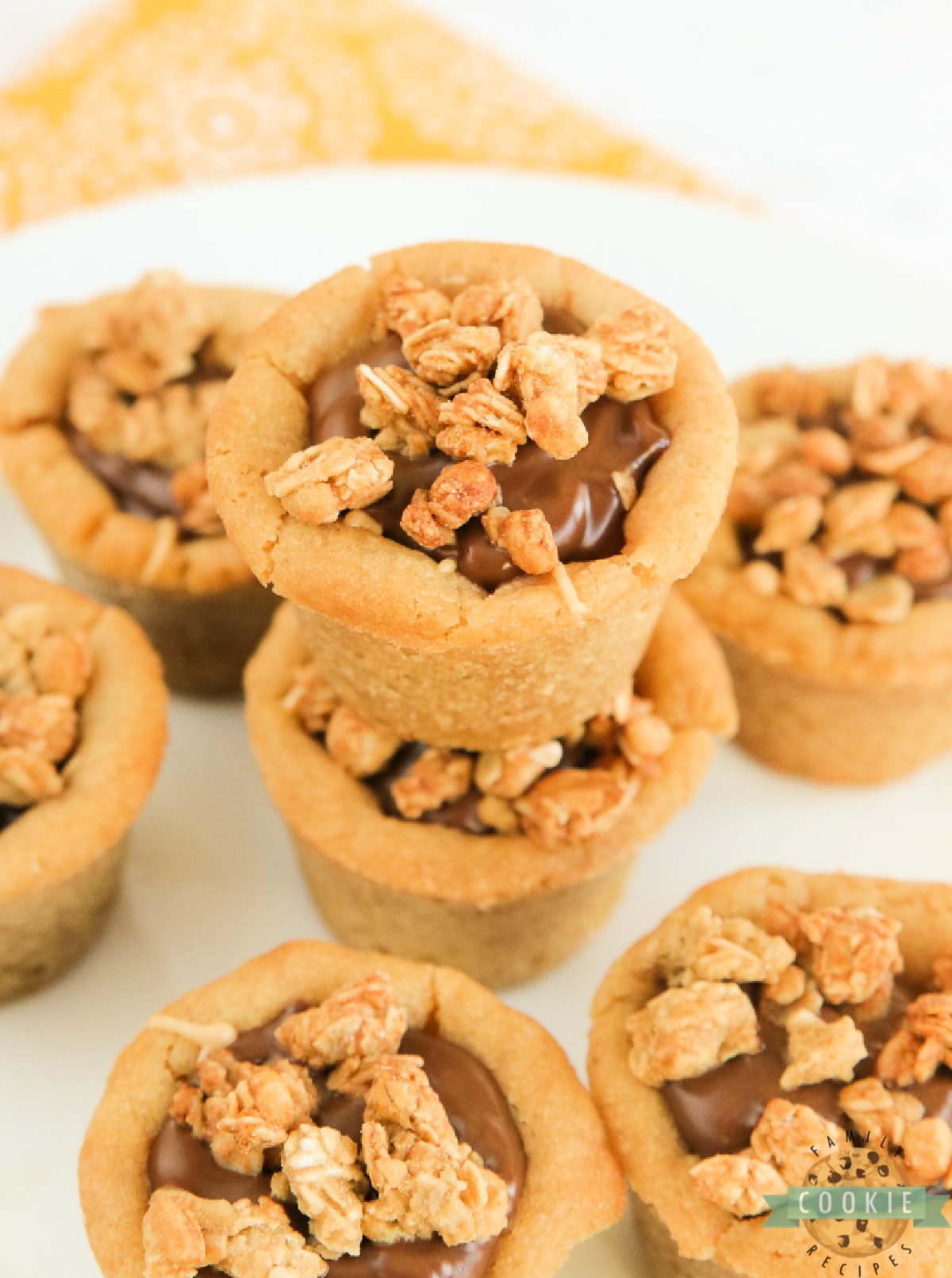 Peanut Butter Cookie Cups filled with peanut butter, chocolate and granola