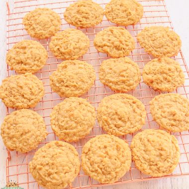 coconut oatmeal cookies on a cooling rack