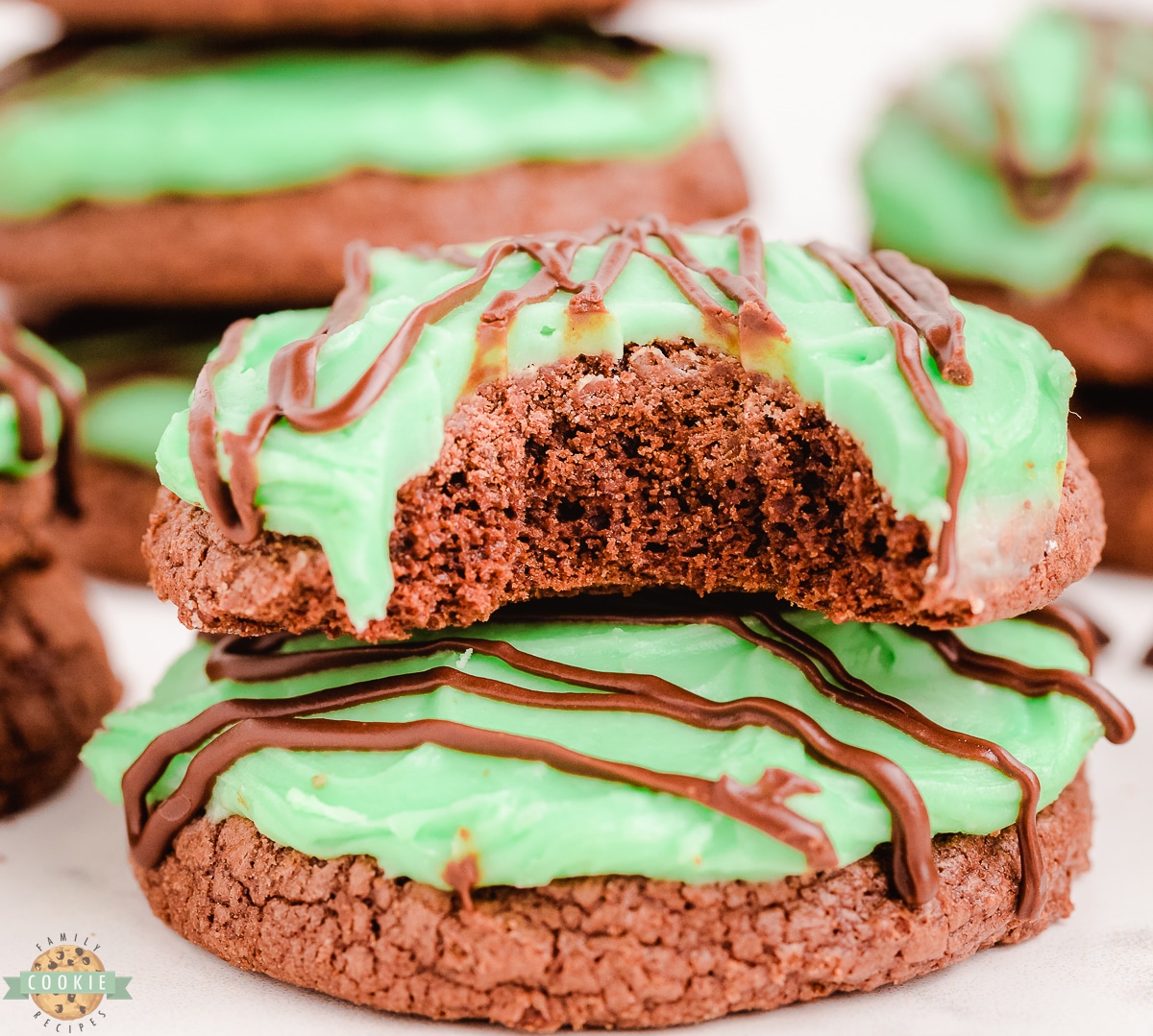 brownie cookies with green mint icing