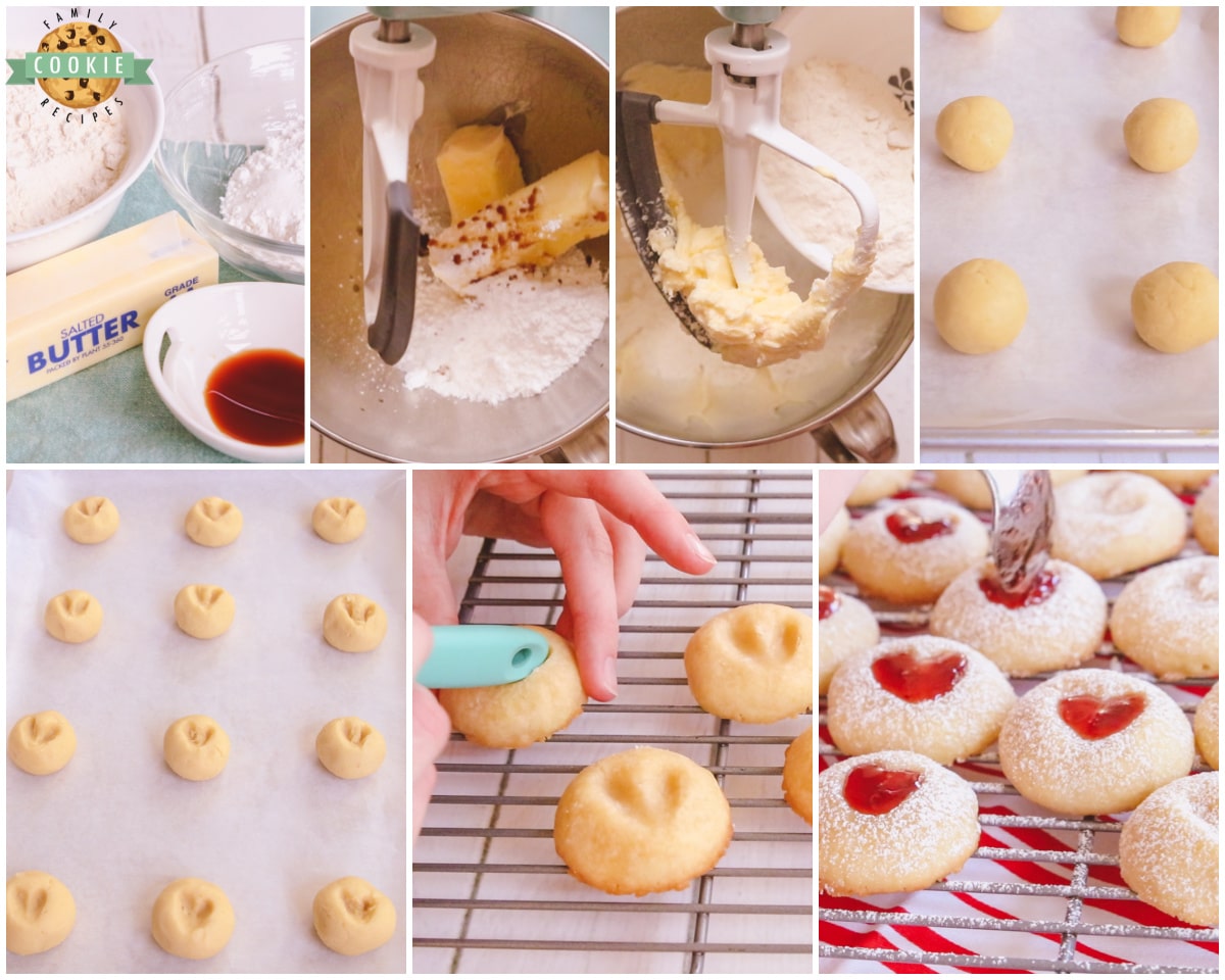 how to make sweetheart Valentine Thumbprint Cookies at home