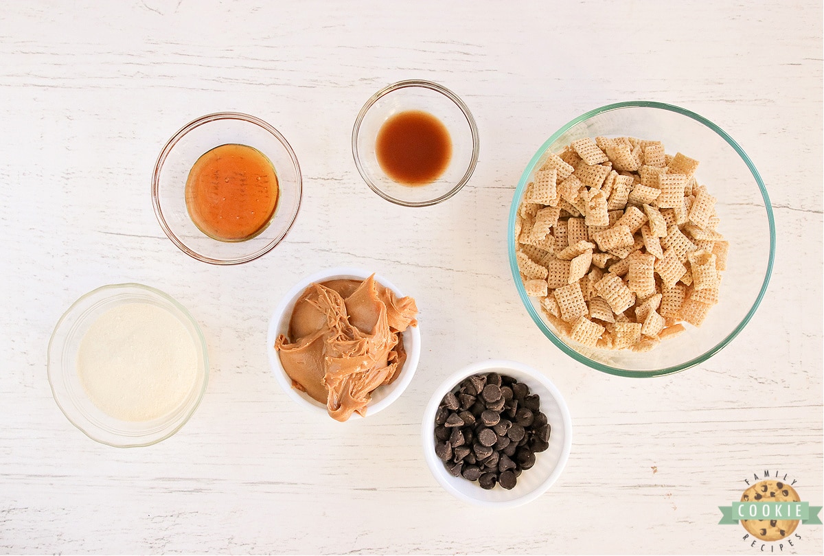 Ingredients in No Bake Muddy Buddy Protein Cookies