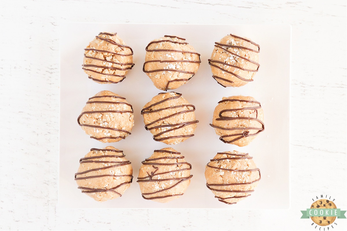 No Bake peanut butter cookies made with Chex and protein powder
