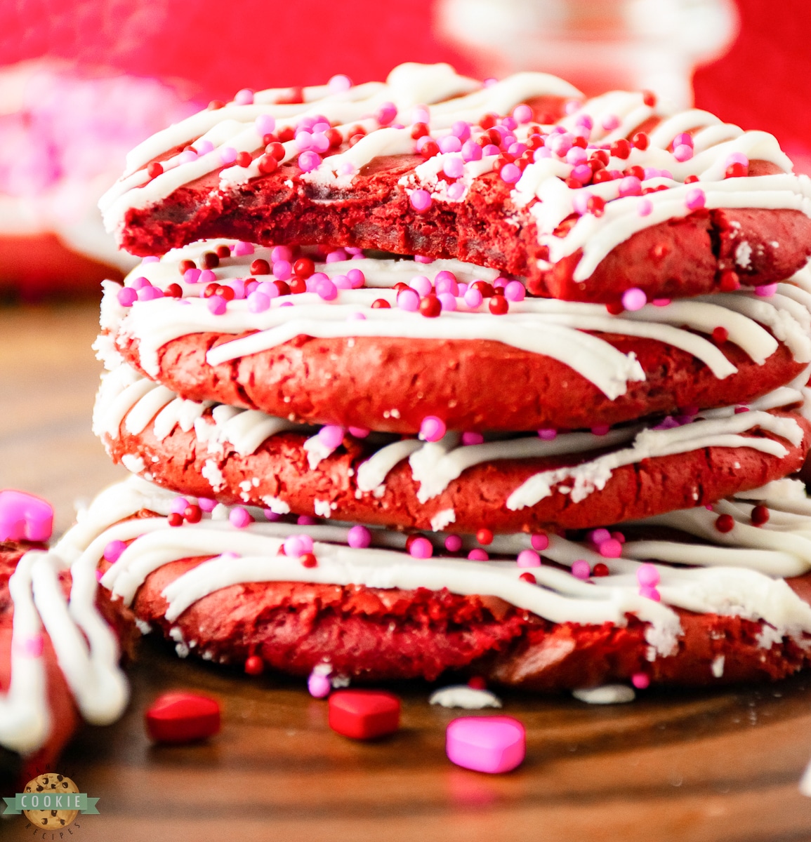 Red Velvet Valentines Cake Mix Cookies.
