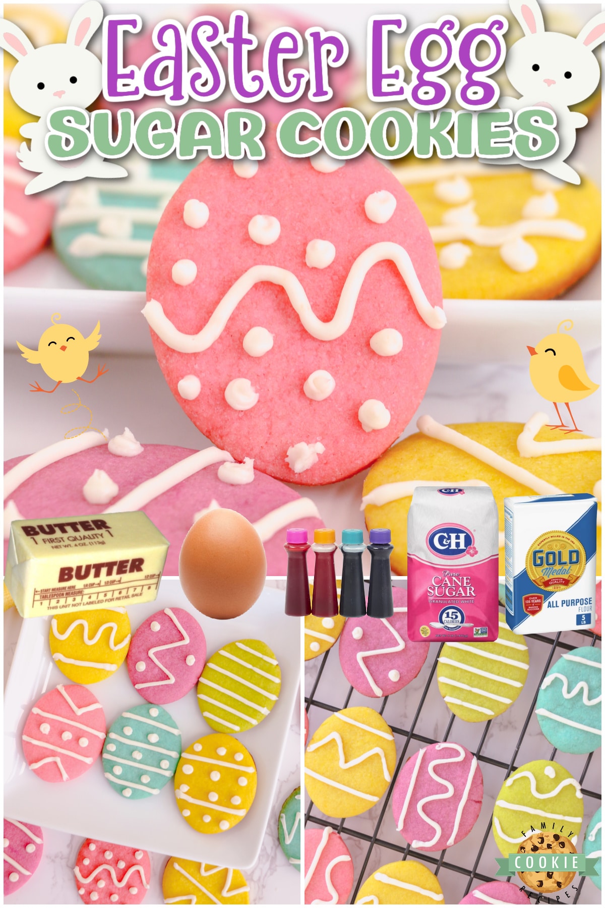 Easter Egg Sugar Cookies made with classic ingredients for festive, colorful Easter Egg cookies! Pastel Easter cookies with a vanilla icing everyone loves!