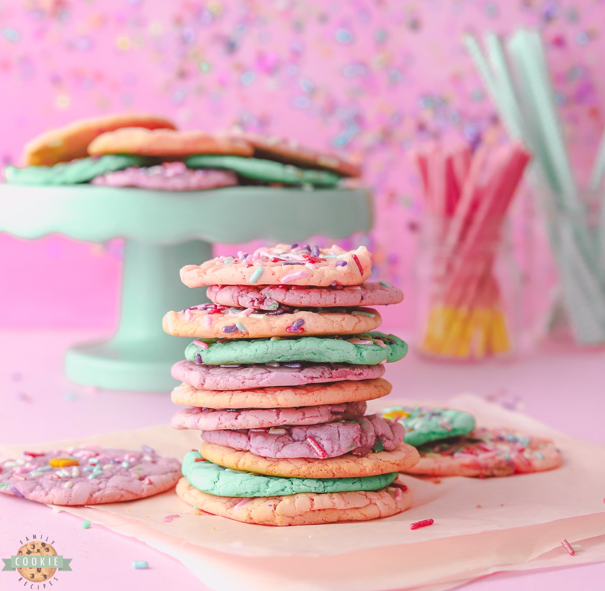 easy unicorn cookies made with cake mix and food coloring