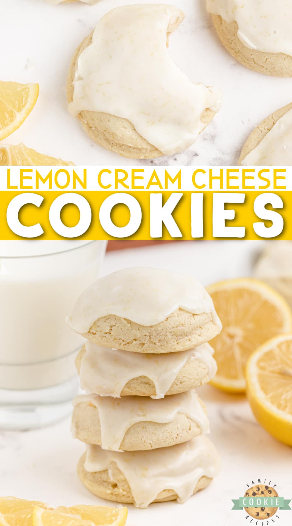 Lemon Cream Cheese Cookies are soft, thick and packed with lemon flavor! This lemon cookie recipe is made with cream cheese, lemon juice and lemon zest and then topped with a simple lemon glaze.  