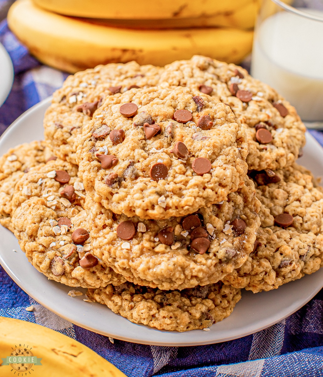 BANANA CHOCOLATE CHIP OATMEAL COOKIES - Family Cookie Recipes