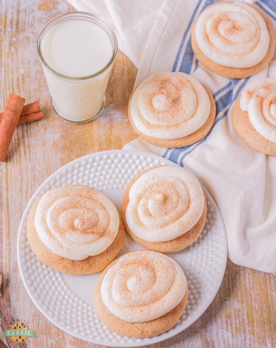 swirled cinnamon frosted snickerdoodles