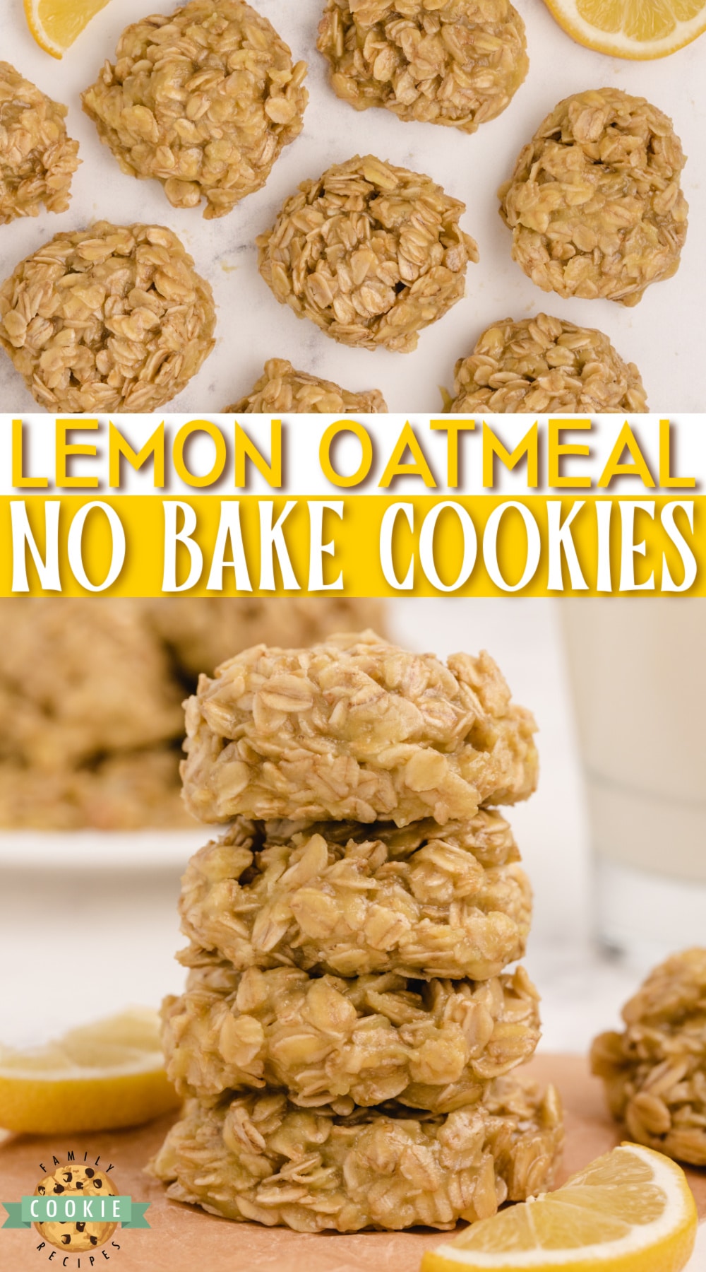 Lemon Oatmeal No Bake Cookies are simple oatmeal cookies made with just a few ingredients. Delicious no bake cookie recipe packed with lemon flavor! via @buttergirls