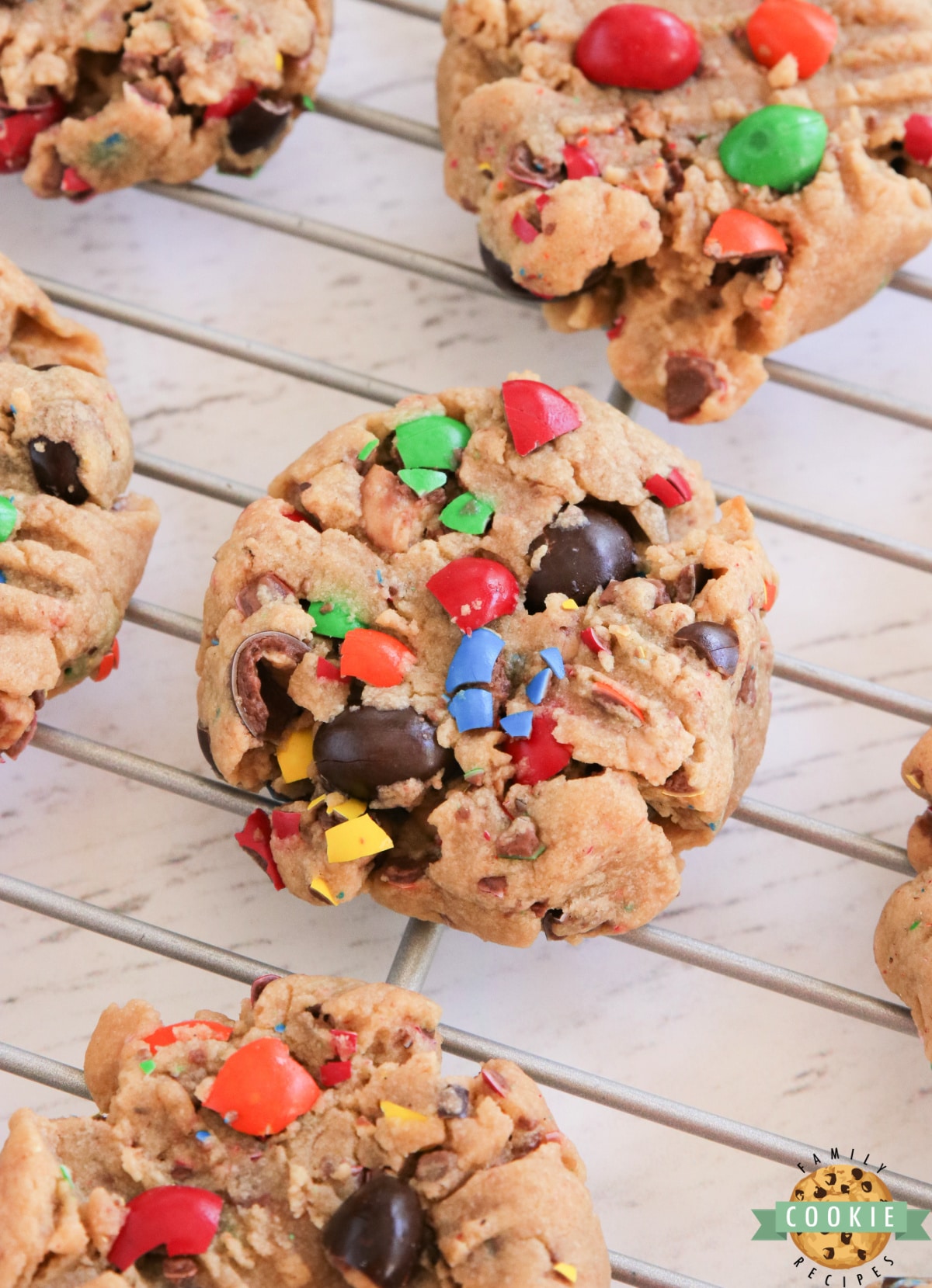 Peanut Butter Cookies with Peanut Butter M&Ms