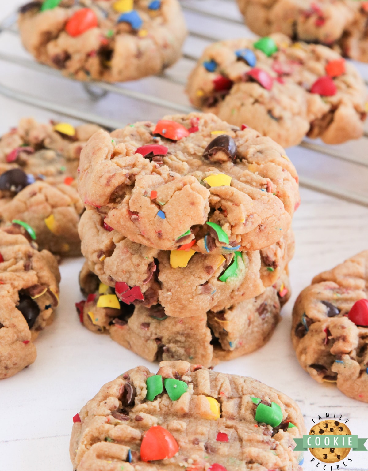 Peanut Butter M&M Cookies {Soft + Chewy!}