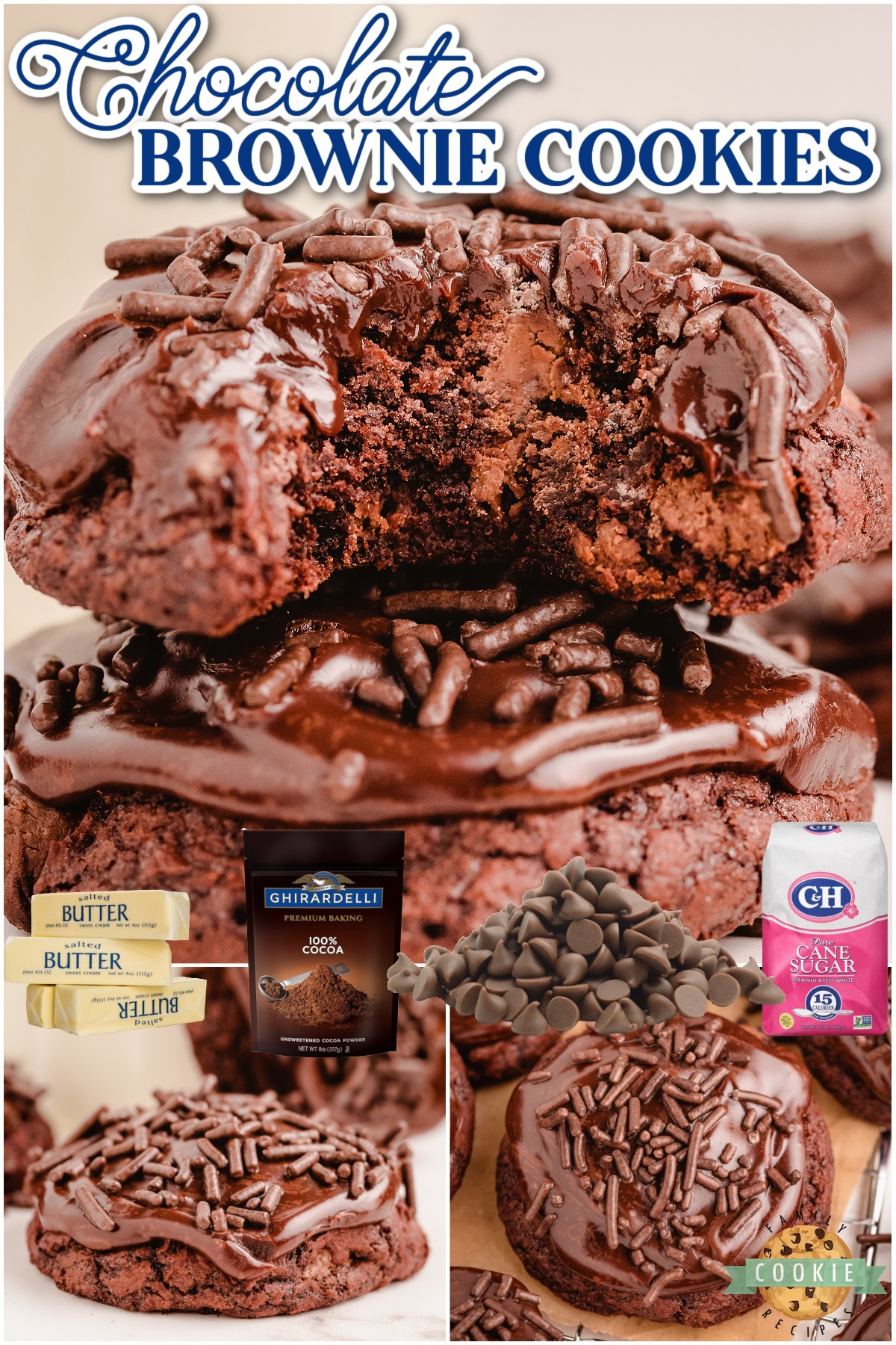 Chewy chocolatey Frosted Brownie Cookies are everything you love about brownies, in cookie form! Soft & chewy with a decadent chocolate icing, these cookies are perfect for chocolate lovers! 
