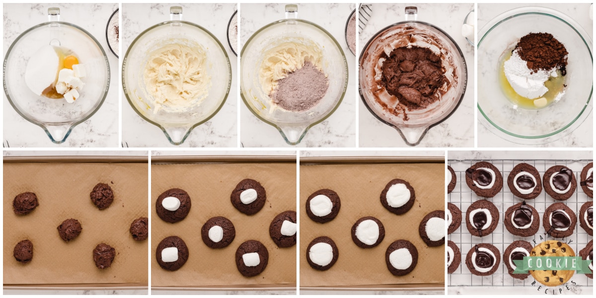 Step by step instructions on how to make Chocolate Marshmallow Cookies
