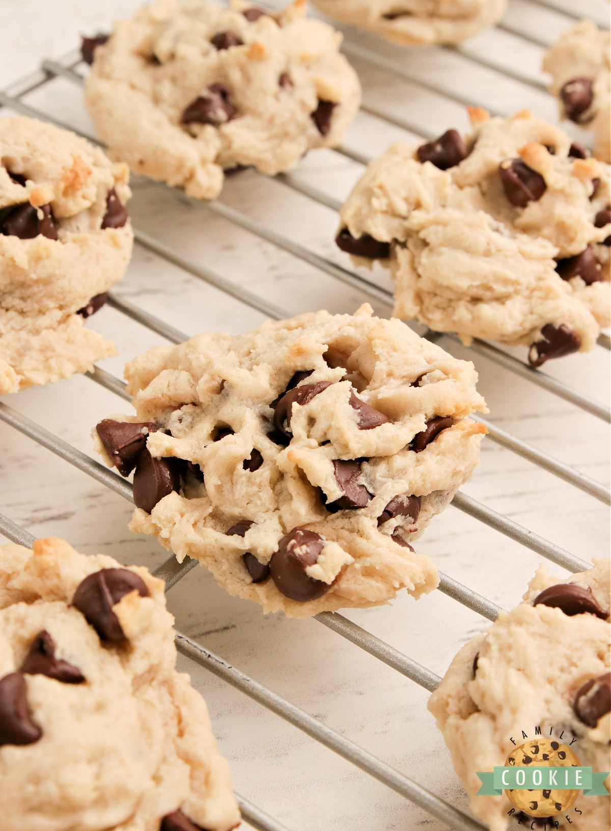 Eggless chocolate chip cookies made with cream cheese