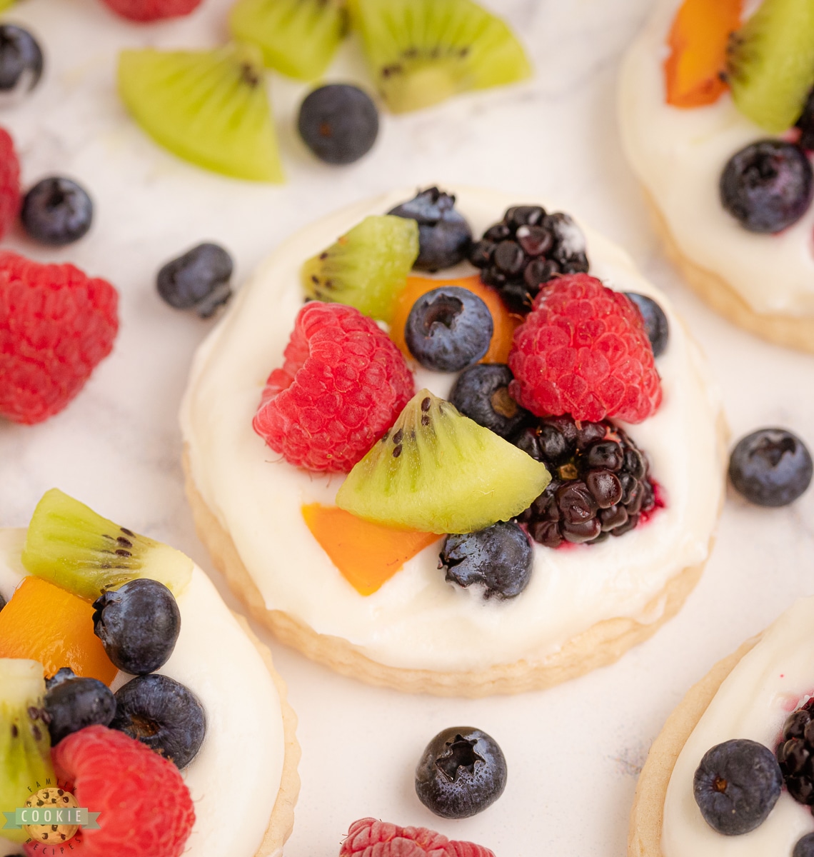 fruit pizza cookies with berries