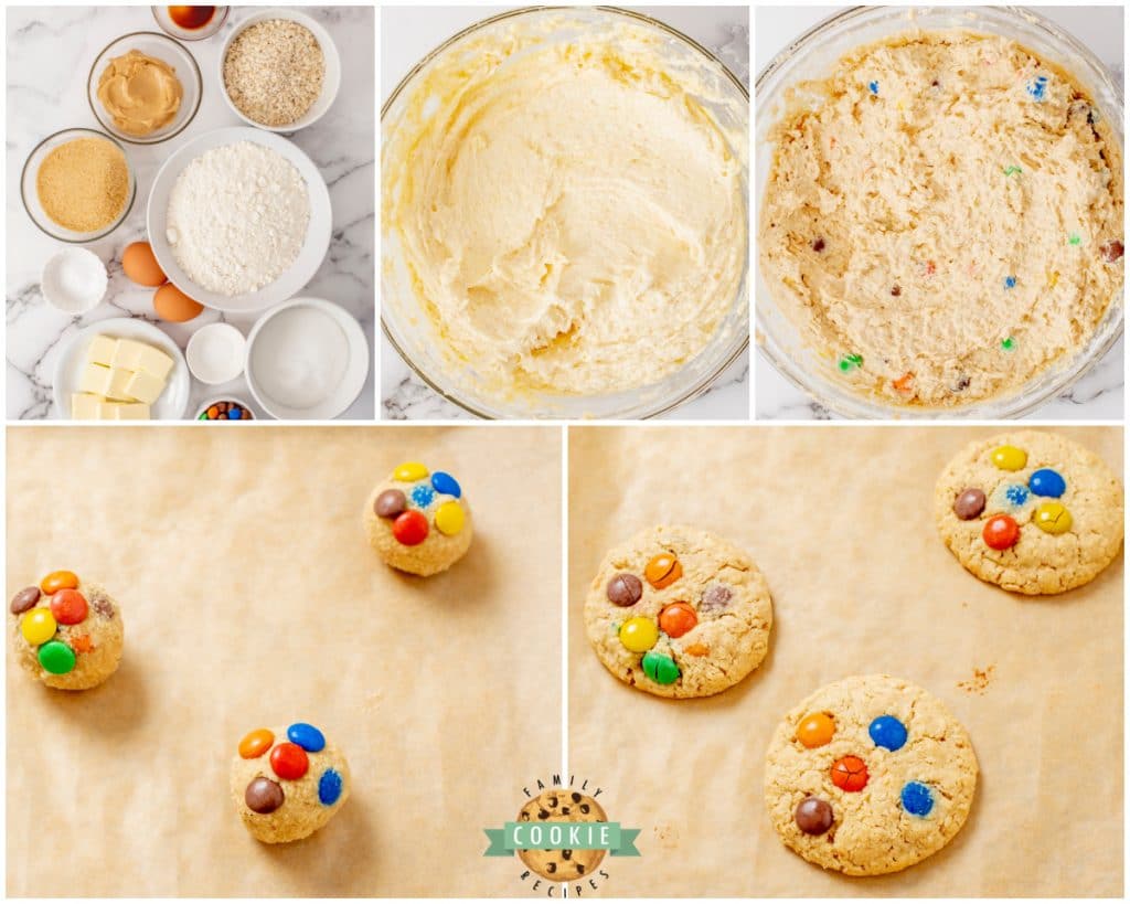 how to make peanut butter oatmeal M&M cookies