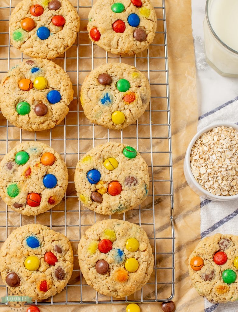 oatmeal cookies with M&M candies 