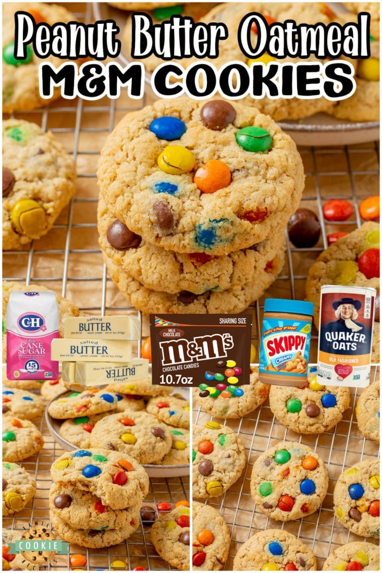 PEANUT BUTTER OATMEAL M&M COOKIES - Family Cookie Recipes