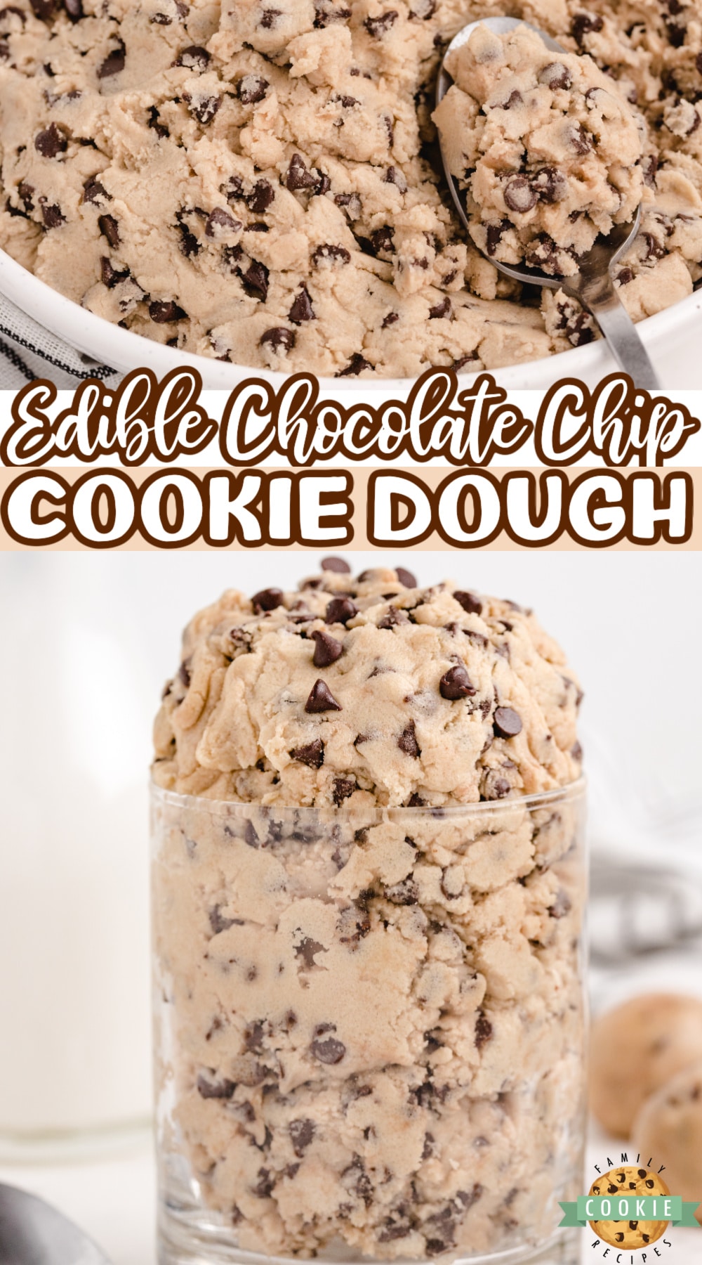 Edible Chocolate Chip Cookie Dough made with heat-treated flour, no eggs and all of the cookie dough flavor that you love. Chocolate chip cookie dough that is completely safe to eat!