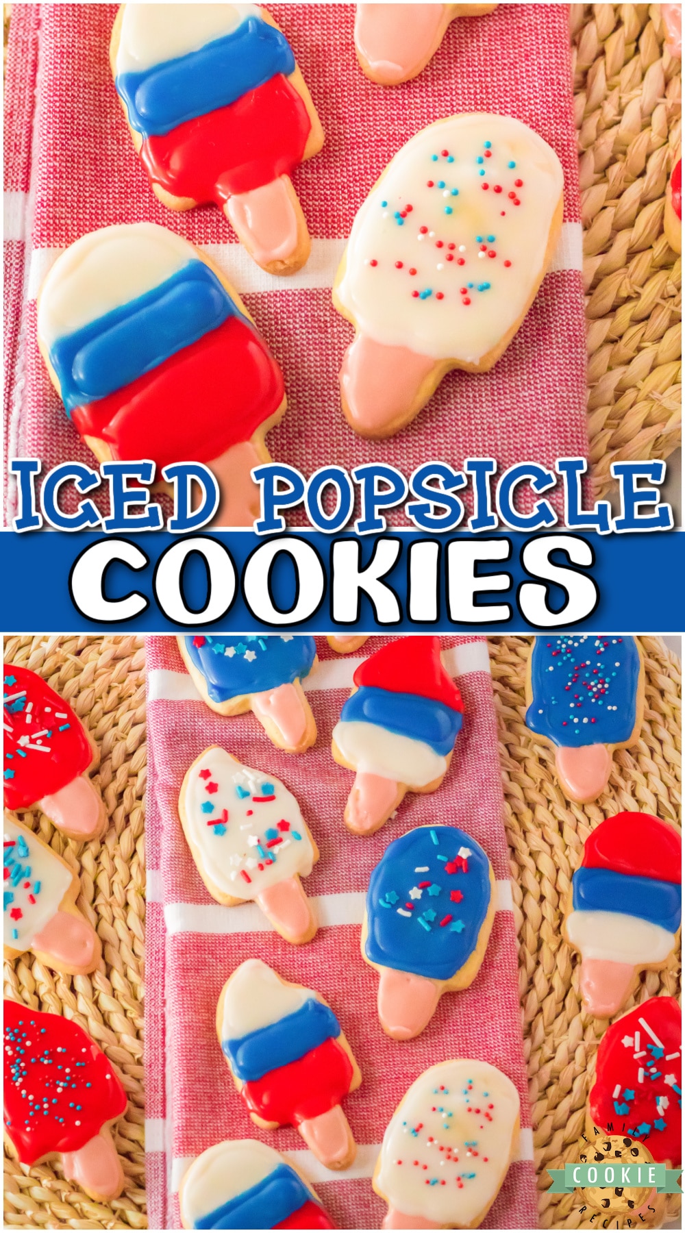 Popsicle Sugar Cookies are fun & tasty summer treat! Homemade sugar cookies cut into popsicle shapes & topped with royal icing everyone loves!