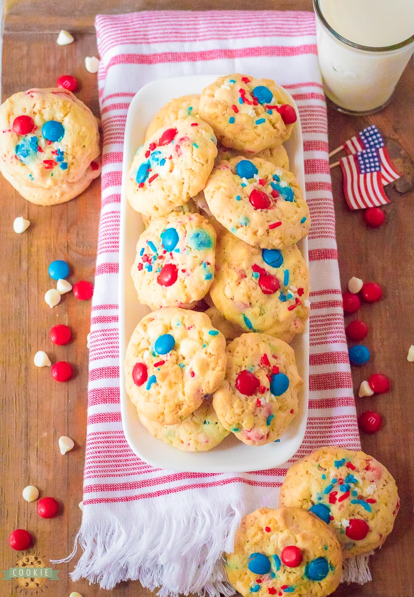 Red White And Blue M&M Cookies - Little Sunny Kitchen