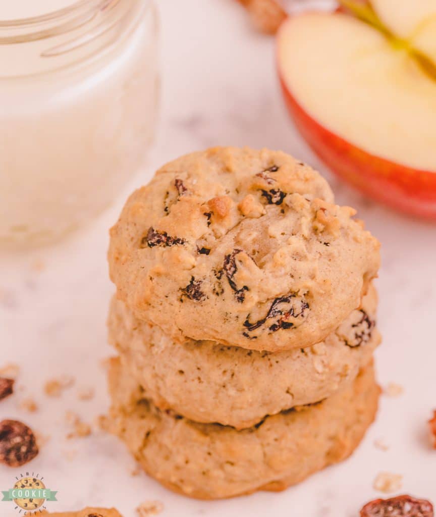 raisin oatmeal cookies in a stack