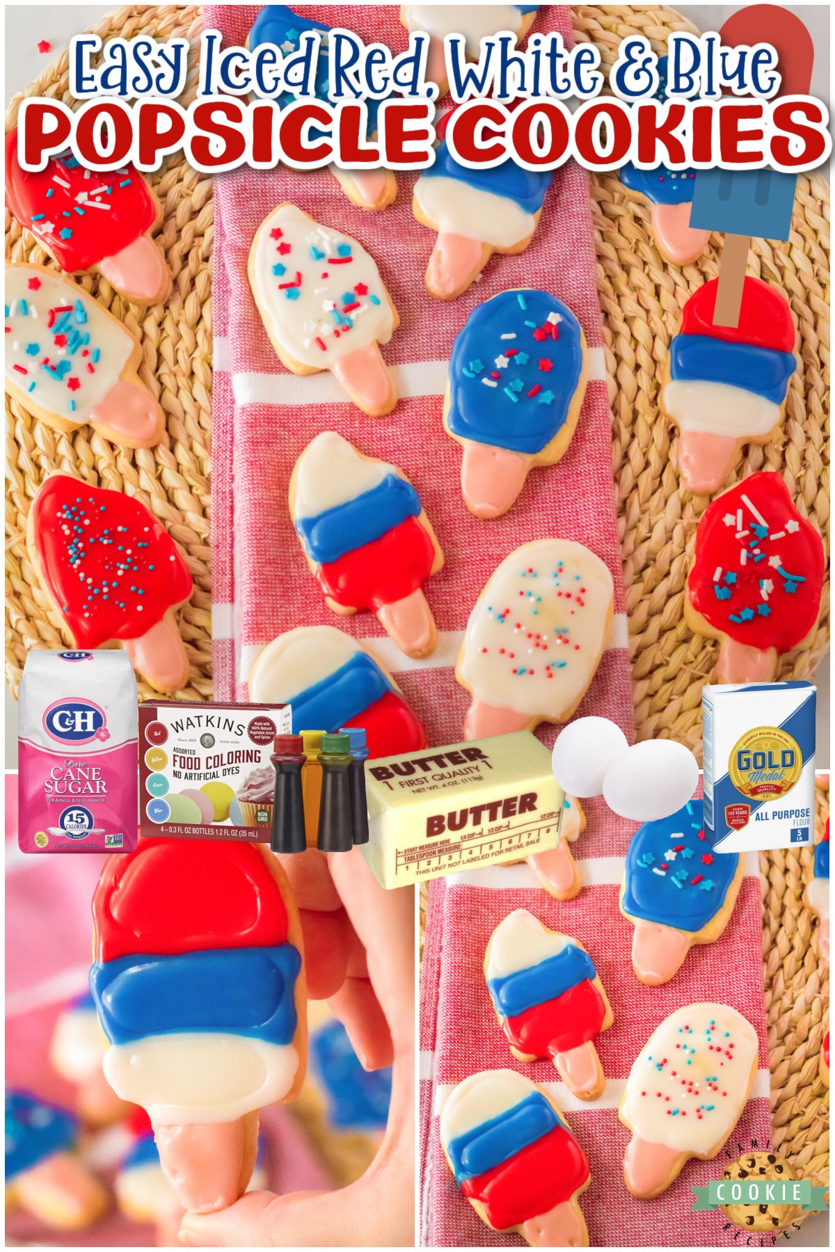 Popsicle Sugar Cookies are fun & tasty summer treat! Homemade sugar cookies cut into popsicle shapes & topped with royal icing everyone loves!