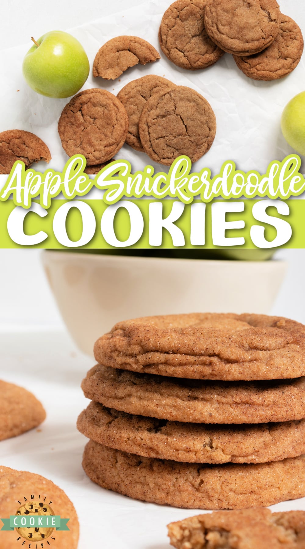 Apple Snickerdoodle Cookies are soft, chewy and full of apple flavor. Made with apple butter and rolled in cinnamon sugar for an irresistible cookie that’s perfect for the fall! via @buttergirls