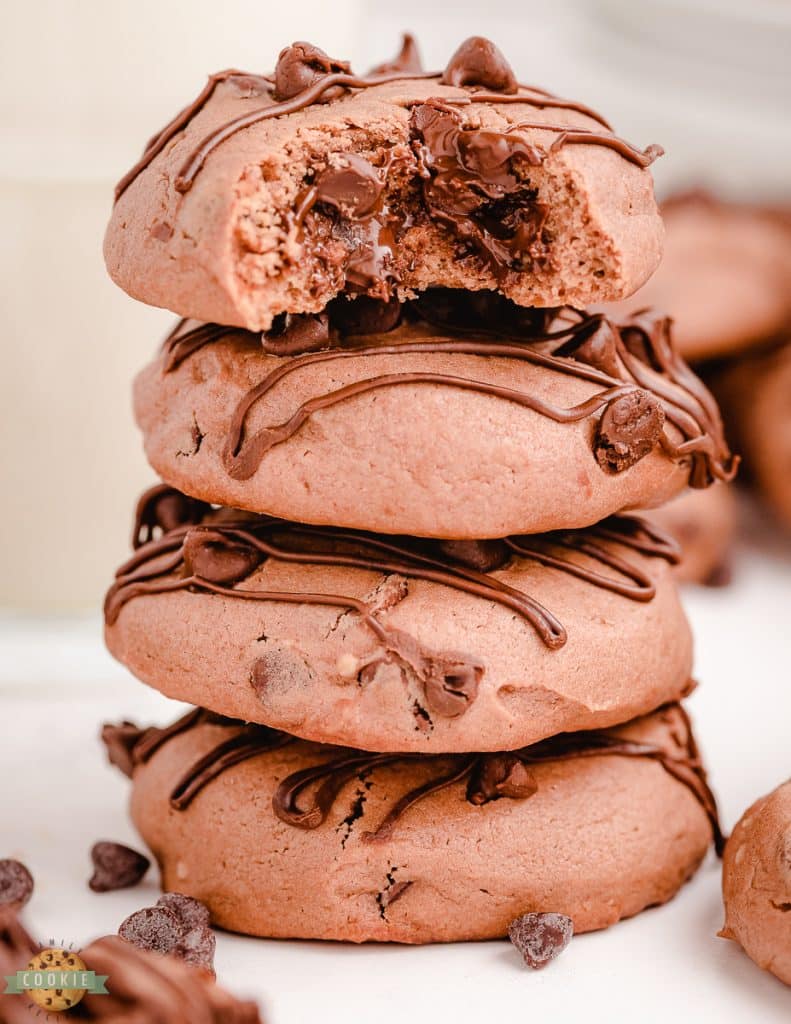 bite out of a chocolate cheesecake cookie