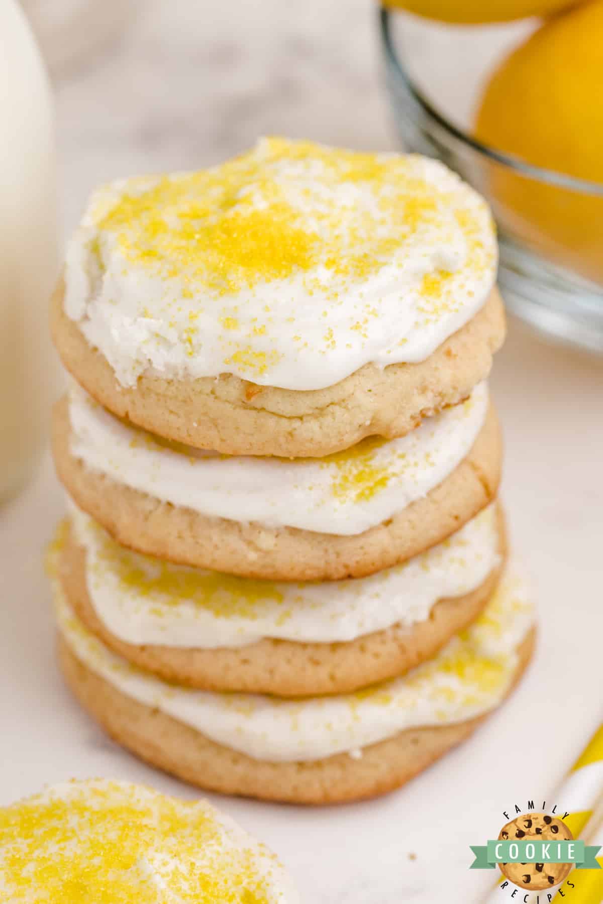 Frosted Lemonade Cookies made with lemonade concentrate in both the cookies and the frosting! Simple lemon cookie recipe packed with lemon flavor! 