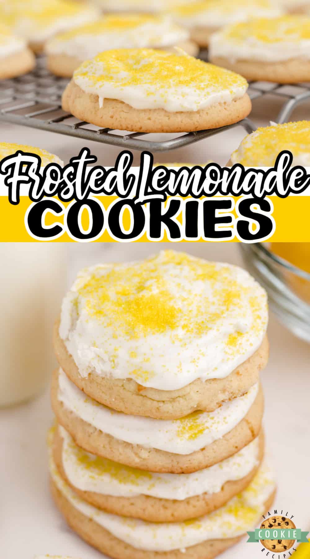 Frosted Lemonade Cookies made with lemonade concentrate in both the cookies and the frosting! Simple lemon cookie recipe packed with lemon flavor! 