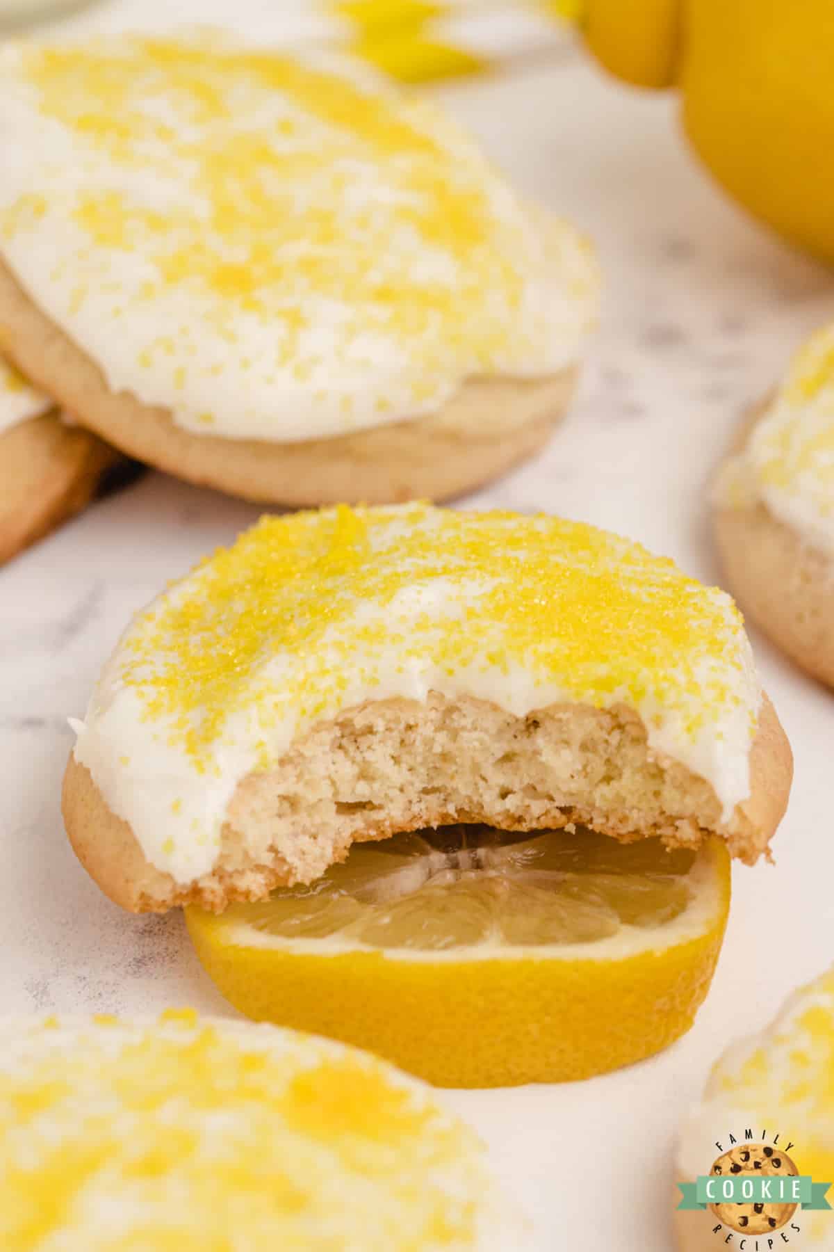 Frosted Lemonade Cookies made with lemonade concentrate in both the cookies and the frosting! Simple lemon cookie recipe packed with lemon flavor! 