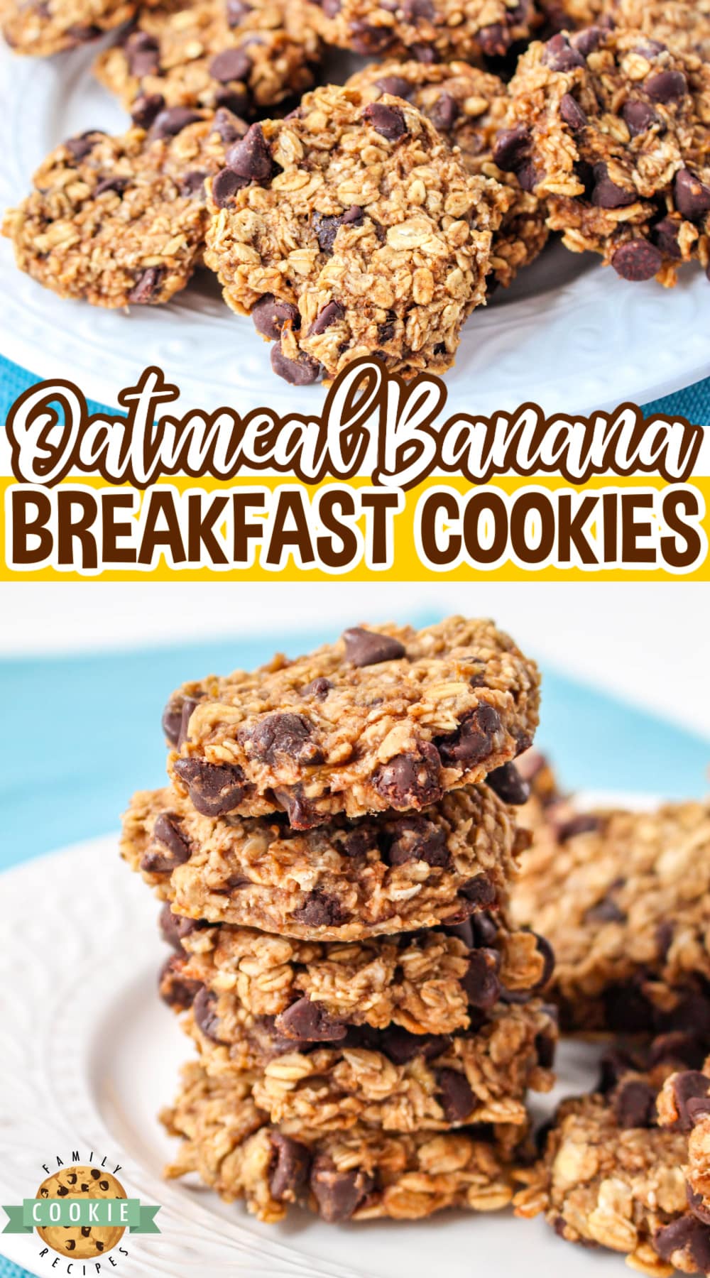 Oatmeal Banana Breakfast Cookies are healthy, delicious and made with only 6 ingredients. Breakfast cookie recipe made with ripe bananas, oats and yogurt. 