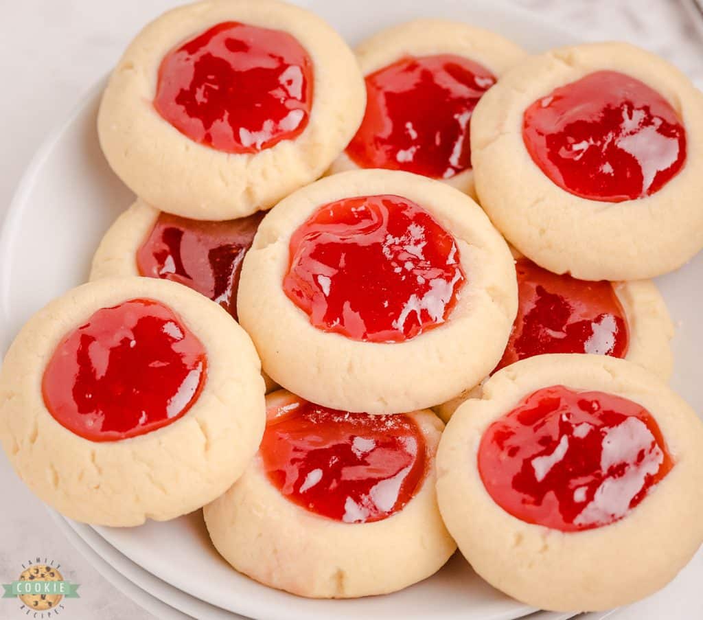 tray of strawberry jam cookies