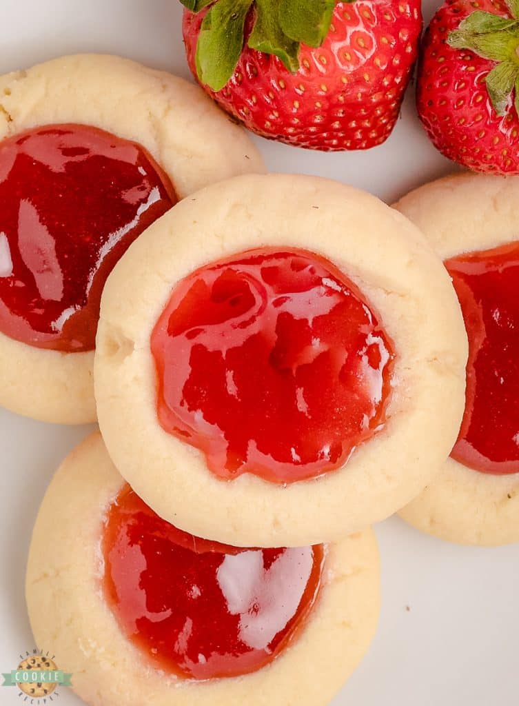 buttery thumbprint cookies with strawberry jam