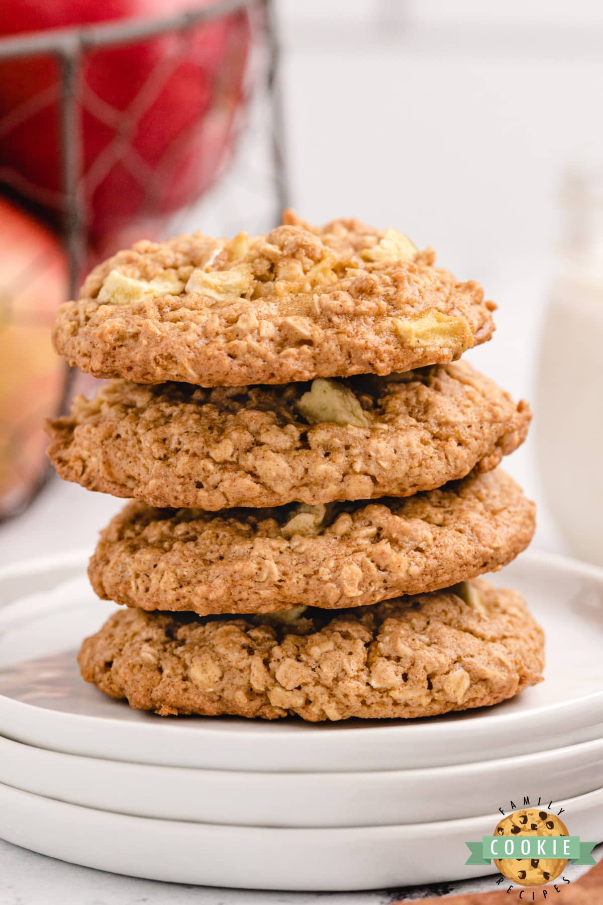 Apple Cinnamon Oatmeal Cookies made with a cake mix, fresh apples, applesauce and a few other basic ingredients. Delicious cake mix cookie recipe that tastes like apple pie!