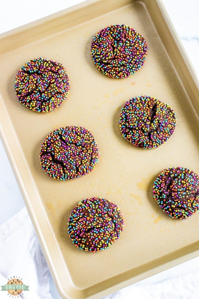 baking cookies that have been rolled in sprinkles
